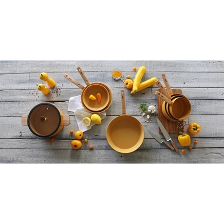 Poêle Ector Induction Aluminium Revêtu Manche En Bois 20 Cm Jaune 7 Poêle Ector Induction Aluminium Revêtu Manche En Bois 20 Cm Jaune – Image 5