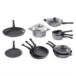 Batterie De Cuisine 12 Pièces Avec Revêtement Dur Comme La Pierre