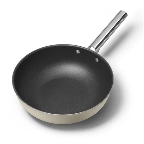 Smeg Wok Aluminium Antiadhésif 30 Cm Crème Mat 3 Smeg Wok Aluminium Antiadhésif 30 Cm Crème Mat