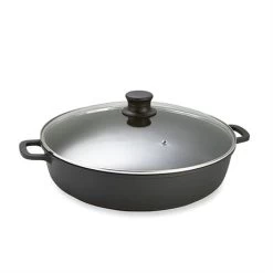 Magasin De Fournitures De Cuisine À Domicile 8 Faitout Fonte Avec Couvercle En Verre 36 Cm Noir