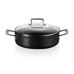 Le Creuset Sauteuse Rondeau Anti-adhérente Les Forgées 28 Cm Et Couvercle En Verre