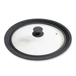 Couvercle En Verre Et Silicone Noir Multidiamètres 28, 30 Et 32 Cm