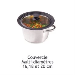 Couvercle En Verre Et Silicone Noir Multidiamètres 16, 18 Et 20 Cm -Magasin De Fournitures De Cuisine À Domicile 14779 1 3 Couvercle en verre et silicone noir multidiametres 16 18 et 20 cm Mathon