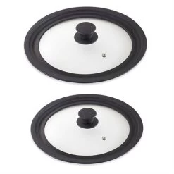 Lot 2 Couvercles En Verre Multi-diamètres De 16 à 28 Cm