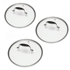 Lot 3 Couvercles En Verre Excell'Inox 16, 18 Et 20 Cm