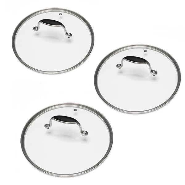 Lot 3 Couvercles En Verre Excell'Inox 16, 18 Et 20 Cm 3 Lot 3 Couvercles En Verre Excell'Inox 16, 18 Et 20 Cm