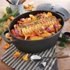 Cocotte Légère Ovale En Fonte D'aluminium 32 Cm 6,5 L Coloris Noir -Magasin De Fournitures De Cuisine À Domicile 203004 2 4 Cocotte legere ovale en fonte d aluminium 32 cm 6 5 L coloris noir Mathon