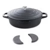 Lot Cocotte Légère Basse Ronde En Fonte D'aluminium 28 Cm Noir Et Deux Maniques Silicone -Magasin De Fournitures De Cuisine À Domicile 209011 0 3 Lot cocotte legere basse ronde en fonte d aluminium 28 cm noir et deux maniques silicone Mathon