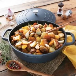 Lot Cocotte Légère Basse Ronde En Fonte D'aluminium 28 Cm Noir Et Deux Maniques Silicone -Magasin De Fournitures De Cuisine À Domicile 209011 3 3 Lot cocotte legere basse ronde en fonte d aluminium 28 cm noir et deux maniques silicone Mathon