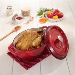 Cocotte En Fonte Ovale 29 Cm 4 L Rouge -Magasin De Fournitures De Cuisine À Domicile 213176 2 7 Cocotte en fonte ovale 29 cm 4 L rouge Mathon