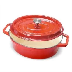 Cocotte En Fonte Ovale 33 Cm 6 L Rouge -Magasin De Fournitures De Cuisine À Domicile 213222 3 9 Cocotte en fonte ovale 33 cm 6 L rouge Mathon