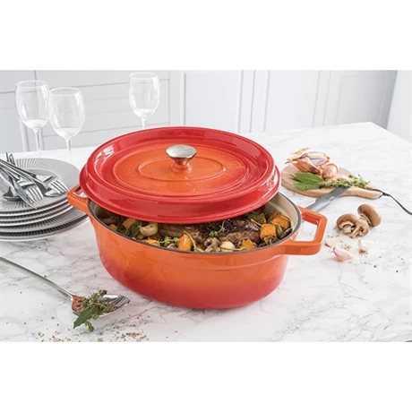 Cocotte En Fonte Orange Ovale 33 Cm 6 L 5 Cocotte En Fonte Orange Ovale 33 Cm 6 L – Image 3