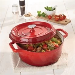 Cocotte En Fonte Ronde 24 Cm 3,7 L Rouge -Magasin De Fournitures De Cuisine À Domicile 213286 2 2 Cocotte en fonte ronde 24 cm 3 7 L rouge Mathon