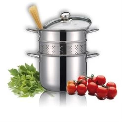 Cuiseur à Pâtes En Inox 18 10 Avec Couvercle En Verre 22 Cm 5 L -Magasin De Fournitures De Cuisine À Domicile 273066 1 1 Cuiseur a pates en inox 18 10 avec couvercle en verre 22 cm 5 L Inoxriv