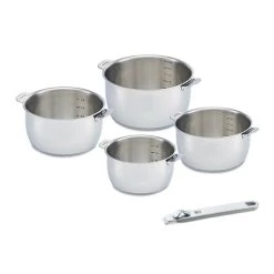 Lot De 4 Casseroles Select Et Poignée Amovible Grise Beka