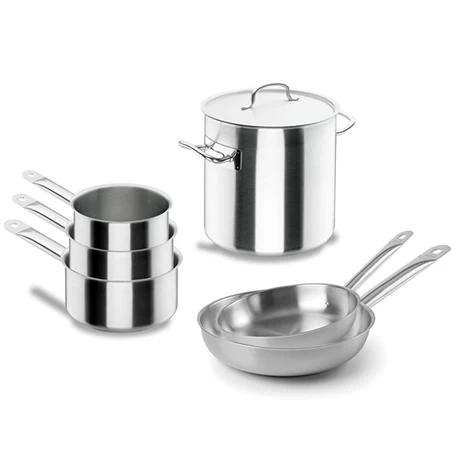 Batterie De Cuisine Tout Inox : 3 Casseroles, 2 Poêles Et 1 Marmite Chef Classic 3 Batterie De Cuisine Tout Inox : 3 Casseroles, 2 Poêles Et 1 Marmite Chef Classic
