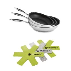 Batterie De Cuisine Poêles Anti-adhérentes Excell'Inox 20, 24 Et 28 Cm Et 3 Feutrines