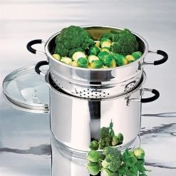 Magasin De Fournitures De Cuisine À Domicile 12 Marmite Haute Rapid Cook Avec Couvercle Et élément Vapeur 26 Cm 8,5 L