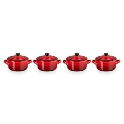 Le Creuset Set 4 Mini-cocottes Céramique 10 Cm Cerise