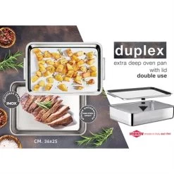 Plat à Four Inox Extra Profond Avec Couvercle Duplex -Magasin De Fournitures De Cuisine À Domicile 371003 4 1 Plat a four Inox extra profond avec couvercle Duplex Inoxriv