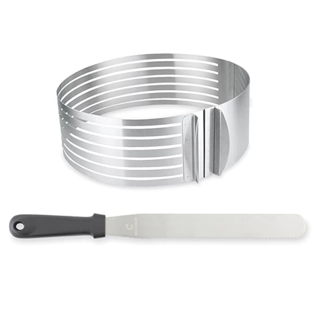Set Couteau à Génoise Spatule à Glaçage Et Cercle à Trancher Extensible Inox 3 Set Couteau à Génoise Spatule à Glaçage Et Cercle à Trancher Extensible Inox