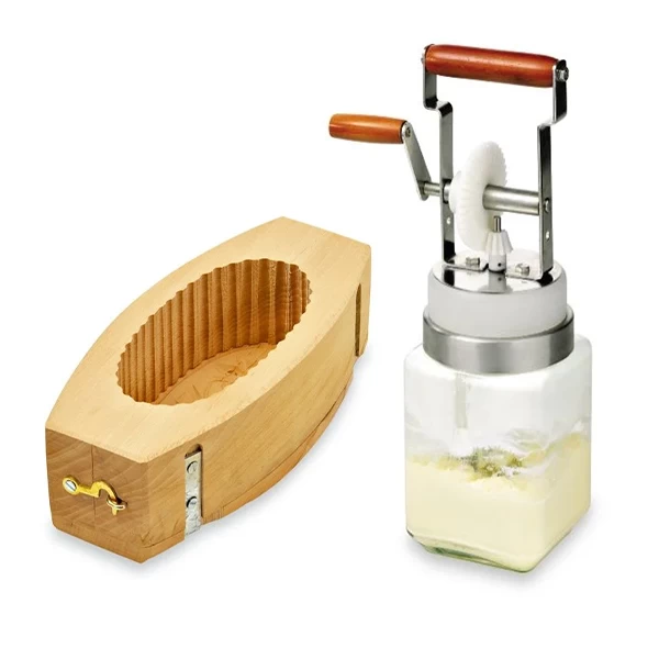 Lot Baratte à Beurre Et Moule à Beurre En Bois 3 Lot Baratte à Beurre Et Moule à Beurre En Bois