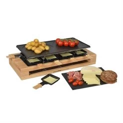 Appareil à Raclette Bamboo 8 Poêlons Et 2 Double Poêlons 1500 W KCWOOD.8.MAXI